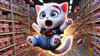 Kitten plays with Fireworks🎆 Violent Explosion😿💥#cat #ai #catlover #catvideos #cutecat #aicat