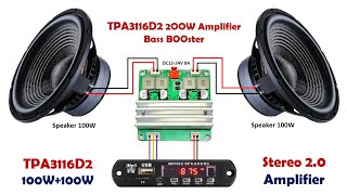 TPA3116D2 100W+100W Stereo Amplifier Wiring  | TPA3116D2 200W Amplifier Board | You Like Electronic