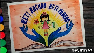 Beti Bachao Beti Padhao poster drawing easy l How to draw Save girl child drawing step by step