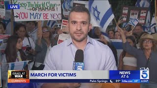 Pro-Israel demonstrators march through Encino