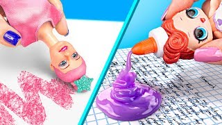 12 Weird Ways To Sneak Barbie Dolls Into Class / Clever Barbie Hacks And LOL Surprise Hacks
