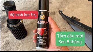 Tiệm xe nhỏ:cách vệ sinh lọc trụ bằng nước rữa chén và tẩm dầu spray king đỡ tốn chi phí làm tại nhà