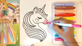 Cute Glitter Rainbow Glue Unicorn Drawing | How to draw unicorn | 3d Pen