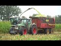 muddy maize harvest with claas 940 and some tractors