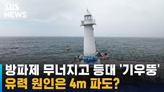 방파제 일부 무너지고 등대 '기우뚱'…유력 원인은 '파도' / SBS