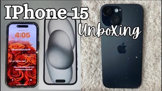 IPhone 15 (black) ☁️ Unboxing + Accessories + Set Up || aesthetic unboxing & asmr ||