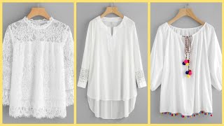 Fantastic trendy fashion white lace summer blouses and sleeves designs for business womens