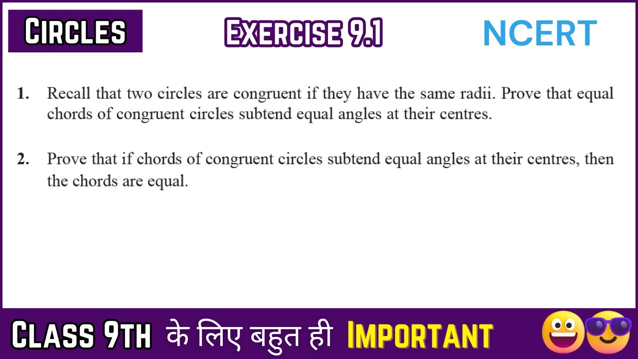 Circles Class 9 Exercise 9 1 Solved Chapter 9 Ncert Class 9