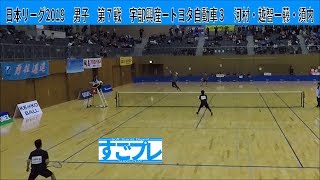 すごプレ・ソフトテニス　日本リーグ2019　男子　第７戦　宇部興産ートヨタ自動車３　河村・越智ー藤・須内