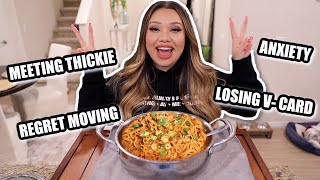 SPICY NOODLES MUKBANG | Meeting Baby, Regret Moving etc