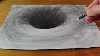 Drawing a 3D Black Hole - How to Draw Round Hole - Anamorphic Trick Art
