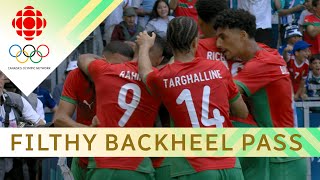 Morocco's Soufiane Rahimi scores in final seconds of first half to give them a 1-0 lead #paris2024