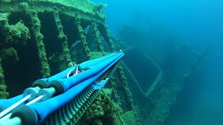 Spearfishing in Lesvos Greece \u0026 Quick view of the Shipwreck at Cape Korakas!