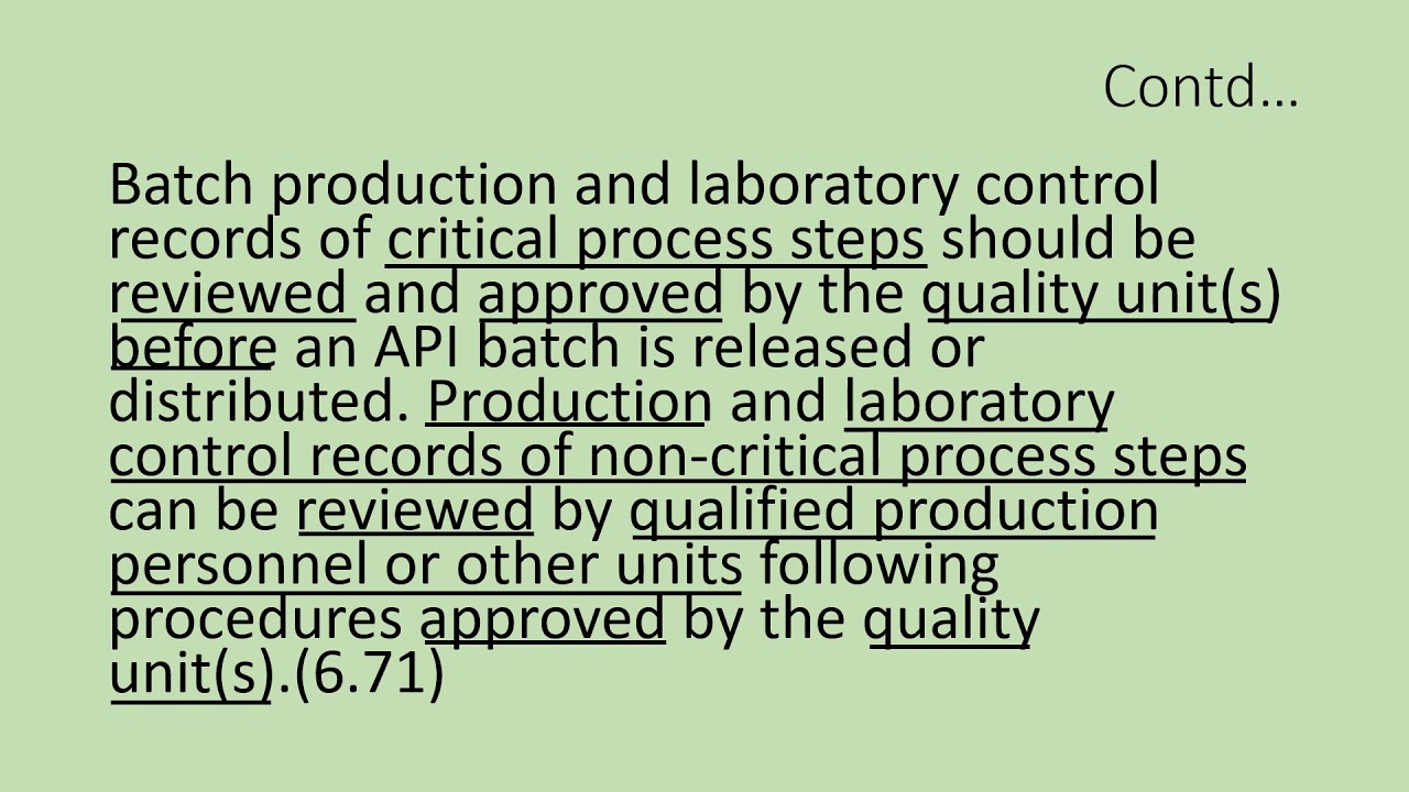 ICH Q7, Section 6.7 Batch Production Record Review - YouTube