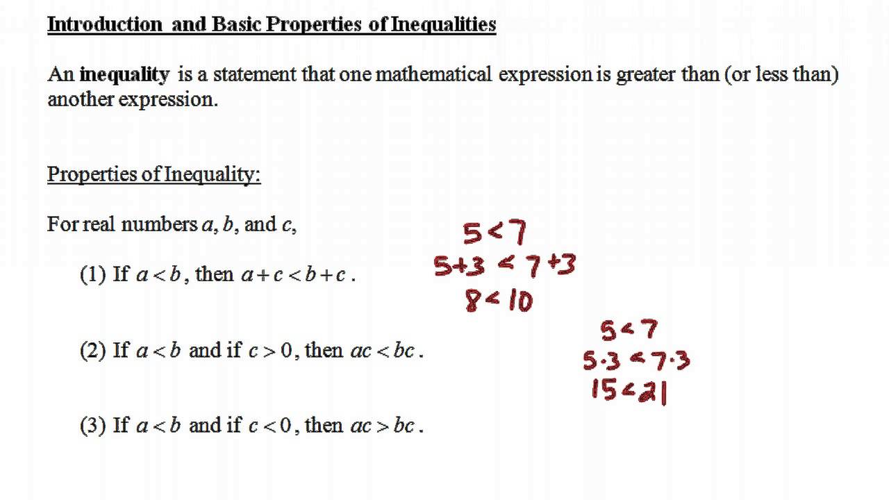 Introduction And Basic Properties Of Inequalities - YouTube