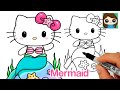 How to Draw Mermaid Hello Kitty Easy 🐚