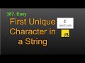 387  First Unique Character in a String  LeetCode (Google Interview Question) JavaScript