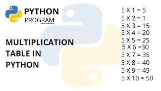 Python Multiplication Table Program | Multiplication Table Python Program | Python Tutorial