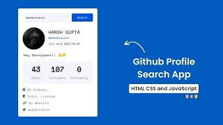Github Profile Search App in HTML CSS & JavaScript | Doxa Dev