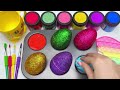 cutting asmr satisfying mixing all diy rainbow eggs with glitter slime slimetopia