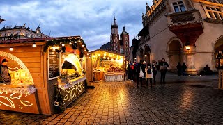 Christmas Market in Krakow 2022 / A relaxing walk on the Krakow Market Square 4K