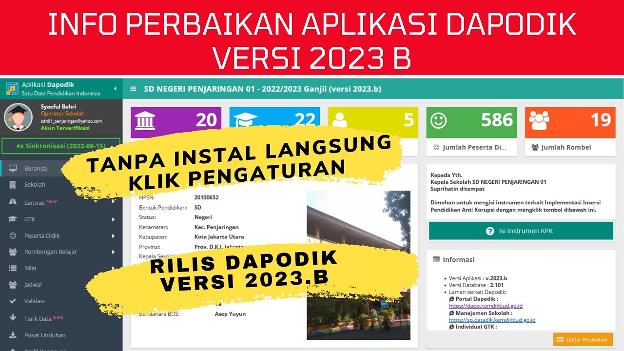 Info Perbaikan Aplikasi Dapodik Versi 2023 B - YouTube