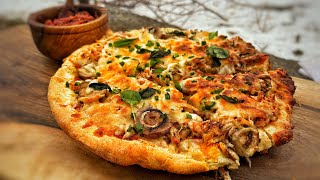 How do I make a delicious chicken mushroom pizza in nature?