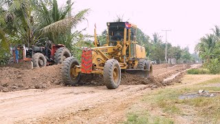 Building Provincial New Road Foundation with DRESSER 850 GRADER \u0026 HYPAC C850B Smooth Drum Compactor