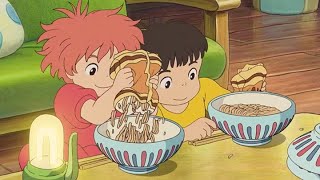 [No Music]Cooking Noodles&Rain in Ponyo - ASMR Ambience 1 hour