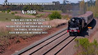 A2 986 Steam locomotive on the Bendigo line, Australia!