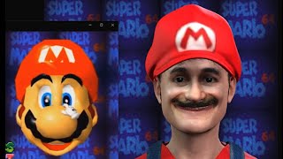 マリオキャラクターの実写化及び3DCG化とスーパーマリオ64風に顔を動かしてみた AI live-action and character 3D conversion by Mario