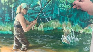 ASMR Oil Painting Compilation | Creating a Fly Fishing Masterpiece | Full Commissioned Artwork