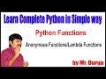 Python Functions ||  Anonymous Functions and Lambda Functions ||  by Durga sir