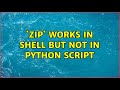 Ubuntu: `zip` works in shell but not in Python script