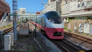 E657系リバイバルカラースカーレットブロッサム柏駅通過シーン[警笛あり]