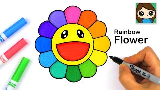 How to Draw a Rainbow Flower 🌈🌼Takashi Murakami