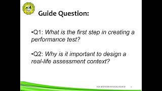 Performance based assessment step 2: designing the assessment context