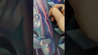 colored pencil drawing time lapse, drawing cosmic Buddha