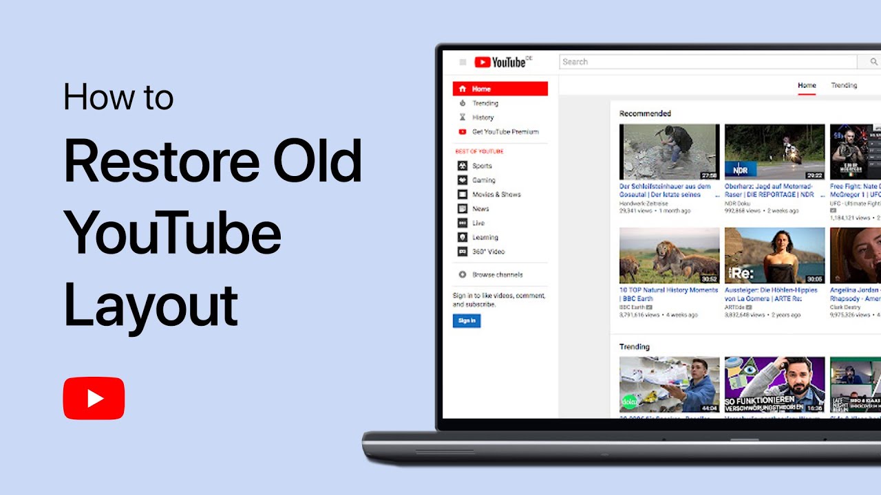 How To Restore Old Youtube Layout Tutorial Youtube