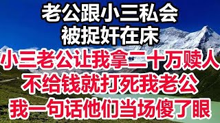 老公跟小三私会,被捉奸在床,小三老公给我打电话,让我拿二十万赎人,不给钱就打死我老公,我一句话他们当场傻了眼!