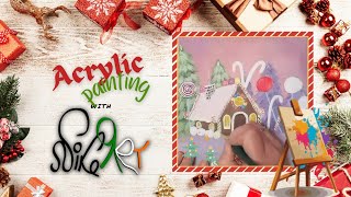 HOW TO PAINT Sweet gingerbread house 🎄 easy Xmas painting for beginners