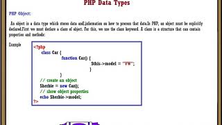 Data types Null | resource | object in php