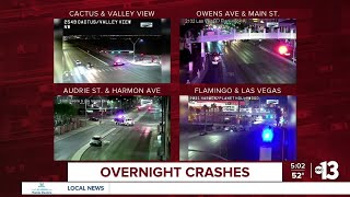 Tracking overnight crashes in the Las Vegas valley on Feb. 9