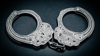 Hand Drawn Scrollwork Deep Engraved Handcuffs | Fiber Metal Laser Engraving Vector Files