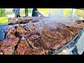 Best Asado from Argentina. Huge Blocks of Angus Beef. Street Food in Milano, Italy