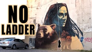 HUGE STREET ART MURAL WITH ONLY A ROLLER!  - NYC