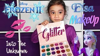 Disney's Frozen 2 Elsa Glitter Makeup Tutorial [Into The Unknown] by 5 Years Old Aurora Jasmine