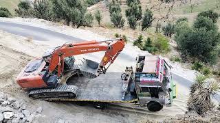 Tata Hitachi excavator zaxis loading on trailer