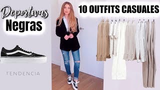 10 OUTFITS CASUALES CON DEPORTIVAS NEGRAS EN TENDENCIA/¿COMO COMBINAR?