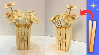 Popsicle Stick Magic: How to Make a Beautiful Flower Vase with Popsicle Sticks | DIY Crafts